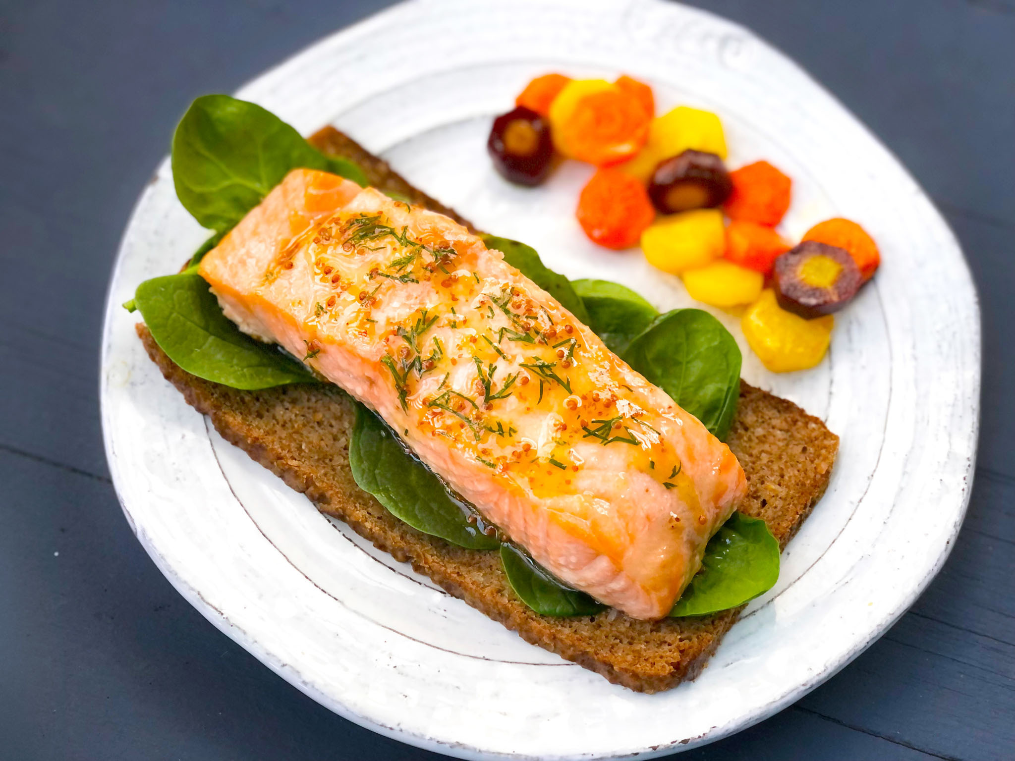 Nordic Roasted Salmon with Mustard Dill Sauce and Roasted Carrots  Image